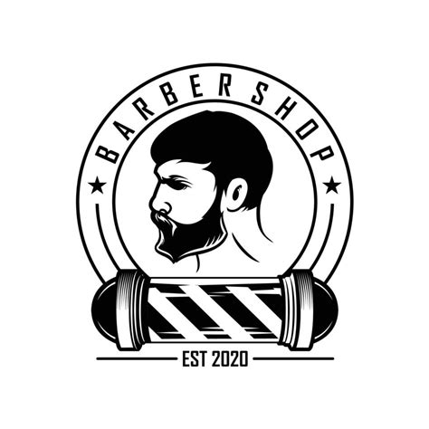 Vintage Barber Shop logo Template Black and White 5439289 Vector Art at ...