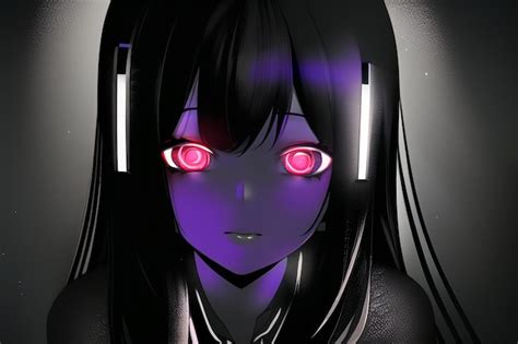 Premium AI Image | Anime girl with pink eyes and a black face with ...