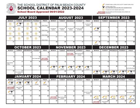 Palm Beach County School Calendar 2023-2024