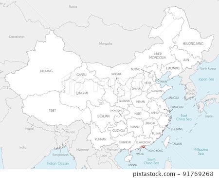 Vector map of China with provinces, regions and... - Stock Illustration ...