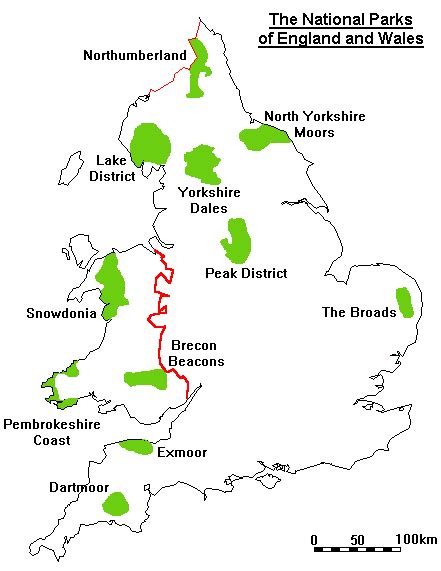 Map Of National Parks In England And Wales