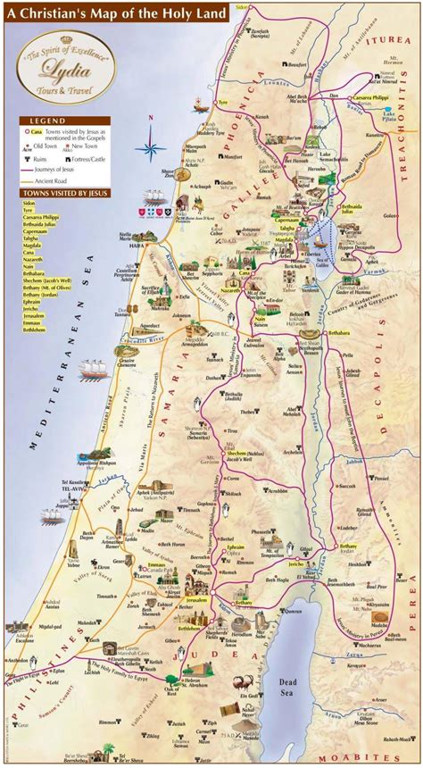 The Holy land map - Jerusalem Holy sites map (Israel)