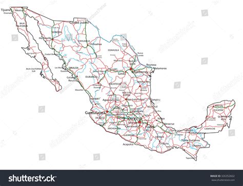 Mexico Road Highway Map Vector Illustration Stock Vector (Royalty Free ...