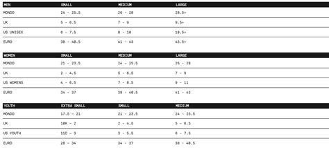 Union Snowboard Bindings Size Chart