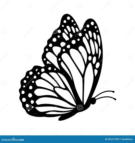 Monarch Butterfly Silhouette, Side View. Vector Illustration Isolated ...