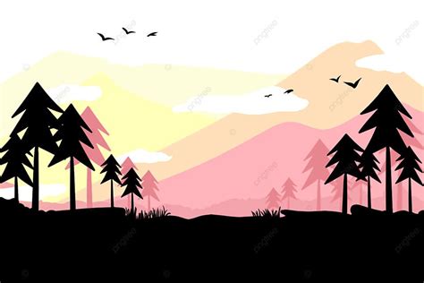 Pinkish Aesthetic Mountain View Silhouette Cartoon Wallpaper Hd ...