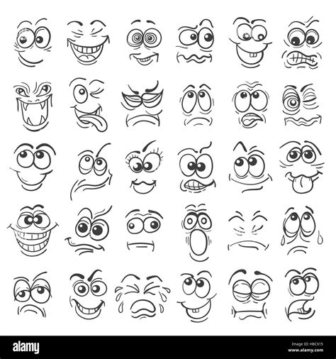 Cartoon Facial Expressions Set Cartoon Faces Expressive Eyes And Mouth ...