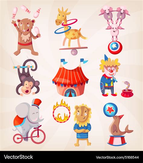 Circus animals doing tricks Royalty Free Vector Image