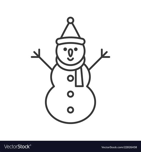 Snowman and santa hat outline icon winter Vector Image