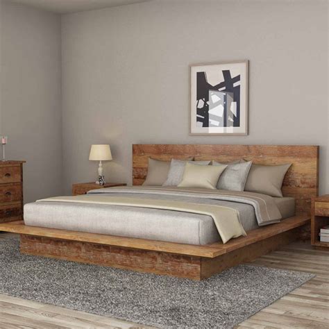 Britain Low Height Farmhouse Teak Wood Platform Bed Frame With ...