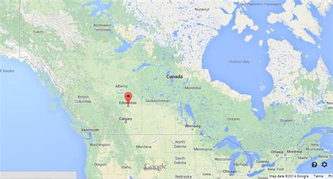 Edmonton on Map of Canada