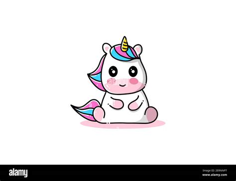 Sitting cute unicorn illustration design Stock Vector Image & Art - Alamy