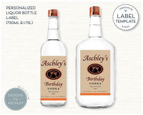 Personalized Liquor Bottle Label, Custom 750 Ml or 1.75 L Bottle ...