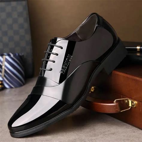 2019 Black Men wedding Dress Business Shoes Men Formal Shoes Pointed ...