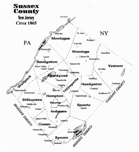 THERE'S NO PLACE LIKE HOME!! Sussex County New Jersey Map from 1865