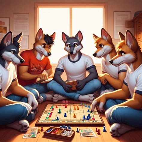 Dingoes playing a board game by AIArtParade on DeviantArt