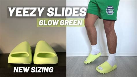 Yeezy Slides Glow Green | Slide Sizing Review & On Feet - YouTube