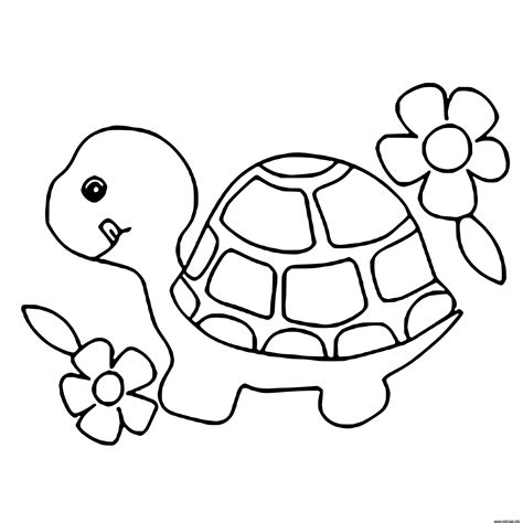 Coloriage animaux pour enfants facile tortue - JeColorie.com