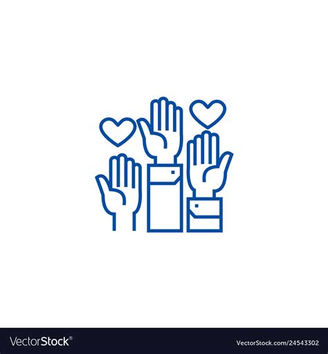 Volunteer hands line icon concept volunteer hands vector image on ...