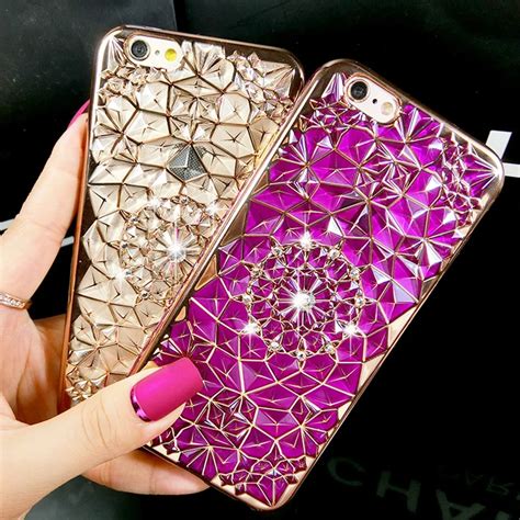 New Luxury 3D Electroplating Flowers Rhinestone Bling Soft TPU Phone ...