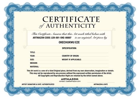 Certificate Of Authenticity – certificates templates free