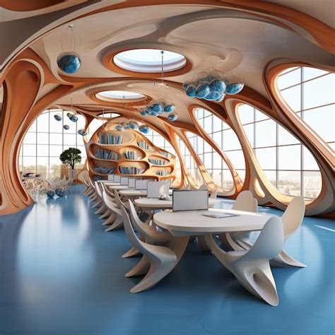 Free Photo | Futuristic view of school classroom with state-of-the-art ...