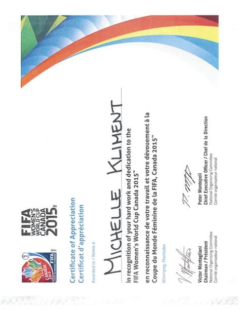 FIFA Volunteer Recognition Certificate | PDF