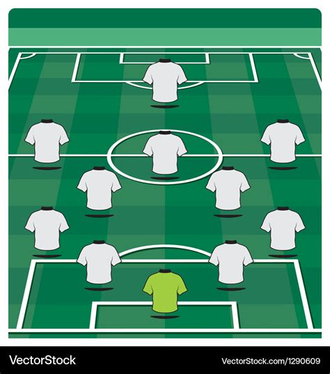 Soccer field layout with formation Royalty Free Vector Image