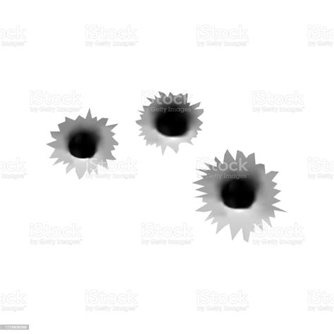 Template Bullet Holes On Metal Surface Realistic Vector Illustration ...