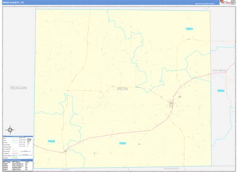 Irion County, TX Zip Code Wall Map Basic Style by MarketMAPS - MapSales