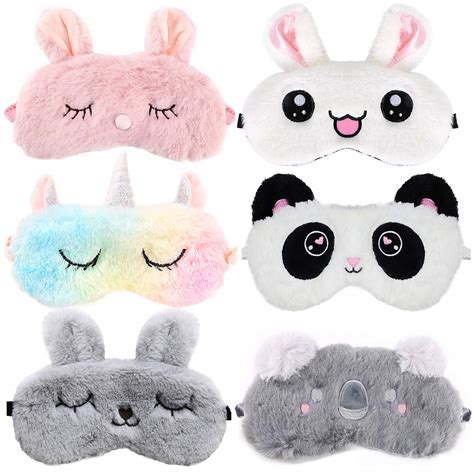 Cute Sleep Mask for Kids,Aniwon 6 Pack Animal Sleeping Mask Soft Plush ...