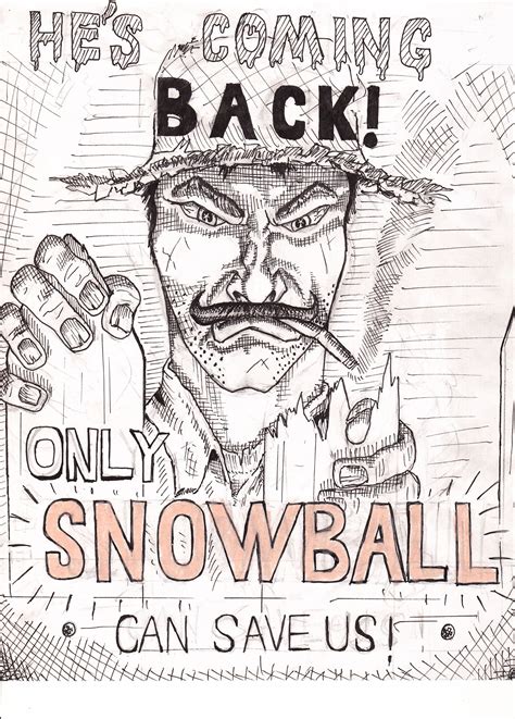 Animal Farm campaign poster - Snowball Depiction of Jones at the picket ...