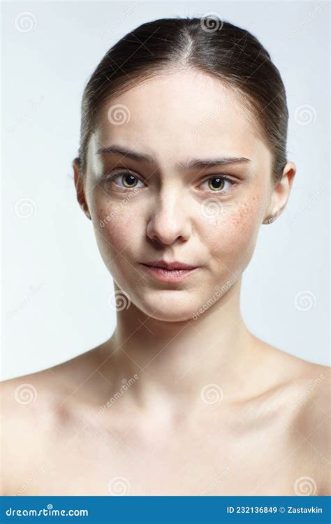 Headshot of Emotional Female Face Portrait with Angry Facial Expression ...