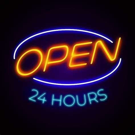 Free Vector | Colored open 24 hours neon sign