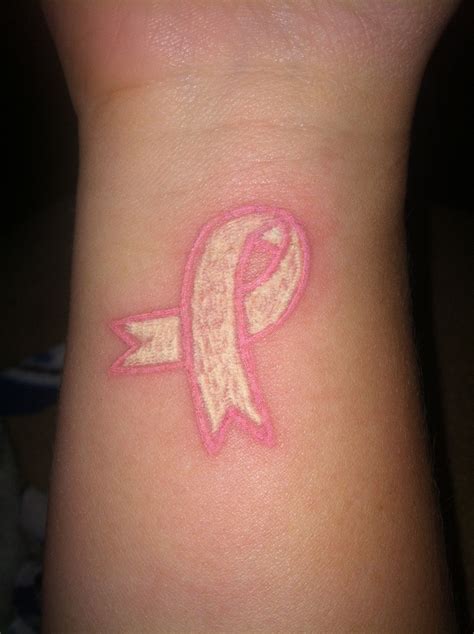 White ribbon tattoo with pink outline! For you Mom! Pink Ribbon Tattoos ...