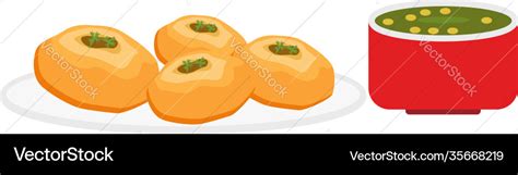 Tasty pani puri on white background Royalty Free Vector