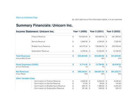 New Business Projection Template