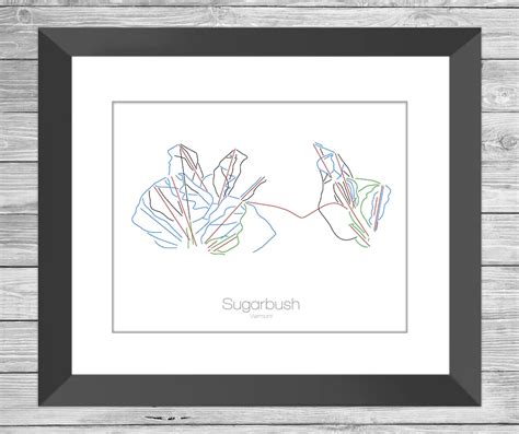 Sugarbush Ski Map Sugarbush Vermont Modern Wall Art Mountain Décor Ski ...