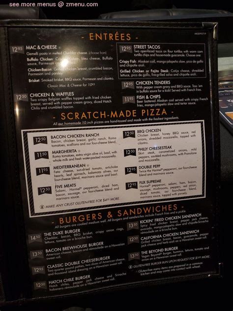 Menu at Flix Brewhouse pub & bar, Albuquerque