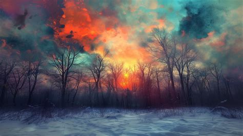 1336x768 Resolution Winter Sunrise in Snowy Forest HD Laptop Wallpaper ...