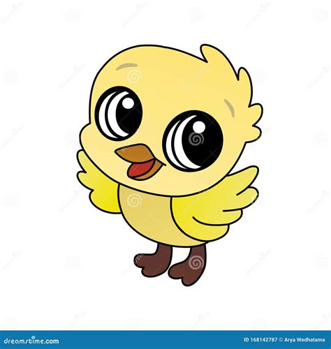 Illustration of Yellow Baby Bird Cartoon, Cute Funny Character, Flat ...