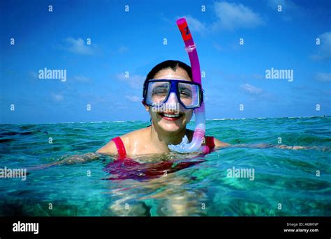 Snorkeling, Ambergris Caye Belize Stock Photo - Alamy