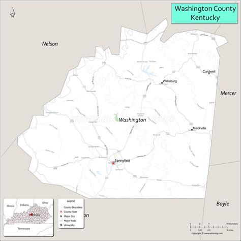 Map of Washington County, Kentucky - Where is Located, Cities ...