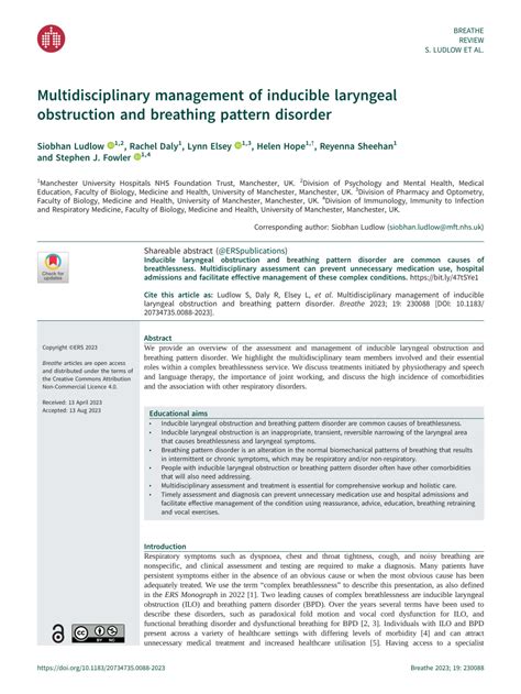 (PDF) Multidisciplinary management of inducible laryngeal obstruction ...