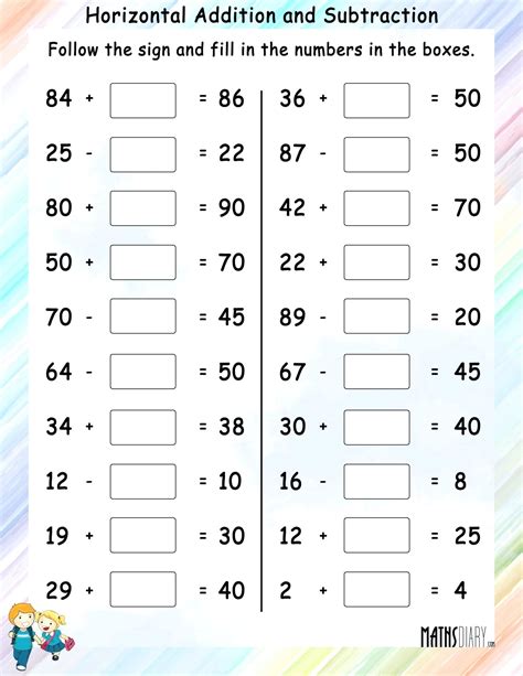 4 Free Math Worksheets Second Grade 2 Addition Add In Columns Missing ...