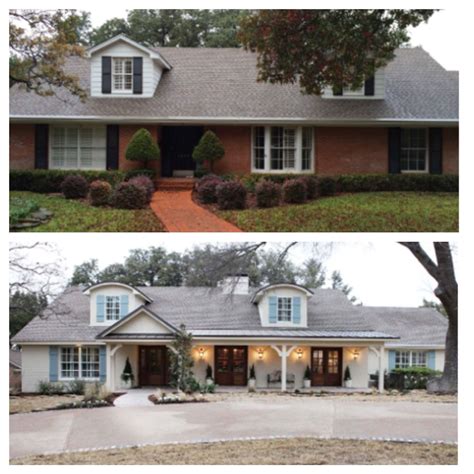 Before & After Fixer Upper | Painted brick house, Home exterior ...