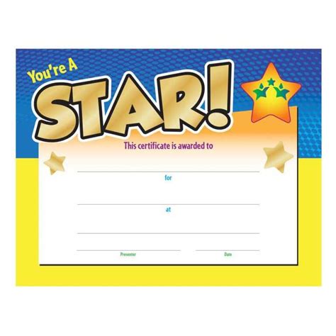 You're A Star! Gold Foil-Stamped Certificate for Star Of The Week ...