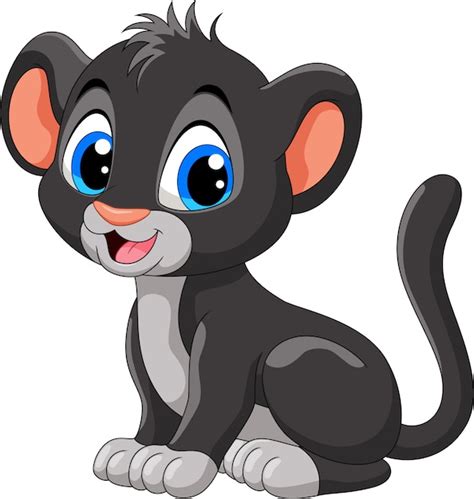 Premium Vector | Cute baby black panther cartoon