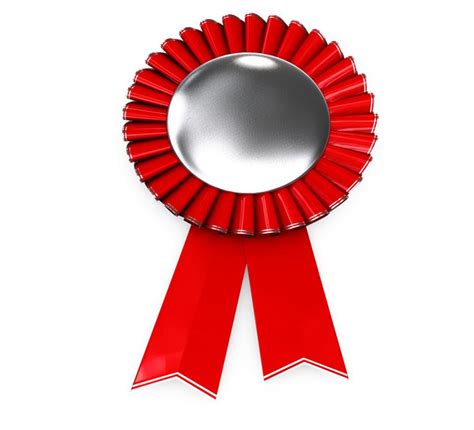 Red Ribbon Batch For Winner Topic Stock Photo | PowerPoint Presentation ...