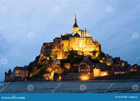 Abbey Le Mont Saint Michel, Night View Stock Photo - Image of ...